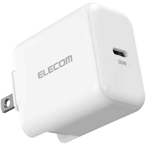 エレコム ACDC-PD2130WH ノートPC用ACアダプター USB充電器 USB Power Delivery認証 30W USB-C1ポート スイングプラグ ホワイト