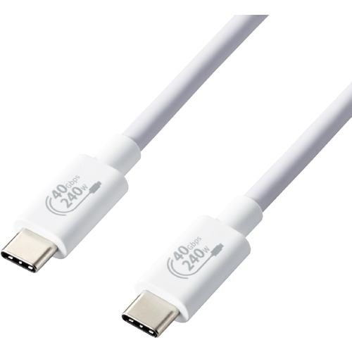 エレコム USB4-CCPE10NWH USB4ケーブル／C-Cタイプ／認証品／USB Power Delivery対応／240W／1.0m／ホワイト USB4CCPE10NWH