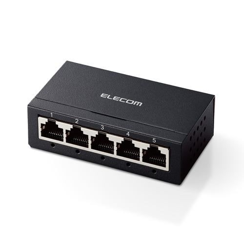 【推奨品】エレコム EHC-G05MA-B スイッチングハブ LAN ハブ 5ポート Giga対応 1000／100／10Mbps ブラック