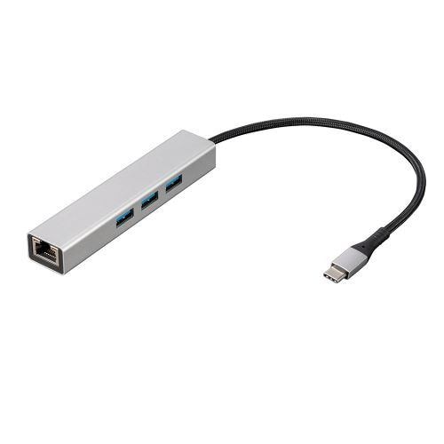 ナカバヤシ UH-C3L343SL USB Type-Aポートx3搭載ハブ Type-C 有線LAN変換アダプタ付き  シルバー