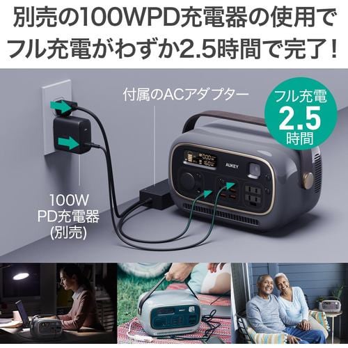 AUKEY PS-RE03-BU ポータブル電源 Power Studio 300 (297wh) ブルー ...