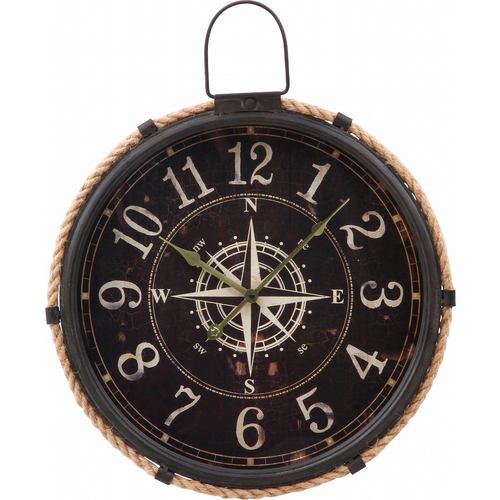 ウォールクロック コンパス φ47cm ブラック 家具 インテリア 雑貨 掛時計