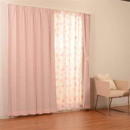 【在庫限り】[100×200]カーテン 4Pサリナ ピンク4枚入 裏地付きカーテン