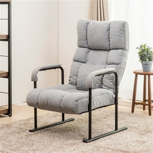 【SALE価格】[1人掛]立ち座りしやすい高座椅子 首・腰リクライニング＆座面高調整 グレー