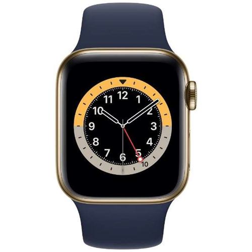 アップル(Apple) MJXM3J/A Apple Watch Series 6（GPS + Cellularモデル）-  40mmゴールドステンレススチールケースとディープネイビースポーツバンド