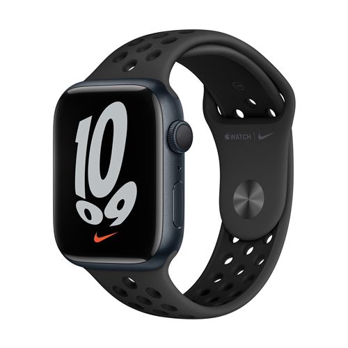 【クリックでお店のこの商品のページへ】アップル(Apple) MKNC3J/A Apple Watch Nike Series 7(GPSモデル) 45mm ミッドナイトアルミニウムケースとアンスラサイト/ブラックNikeスポーツバンド レギュラー