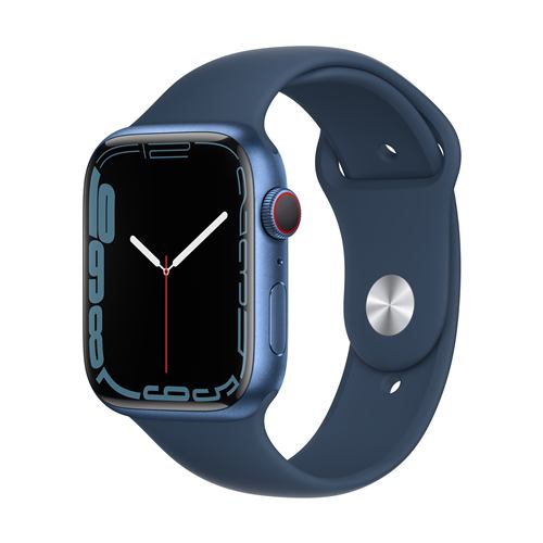 【クリックでお店のこの商品のページへ】アップル(Apple) MKJT3J/A Apple Watch Series 7(GPS ＋ Cellularモデル) 45mm ブルーアルミニウムケースとアビスブルースポーツバンド レギュラー