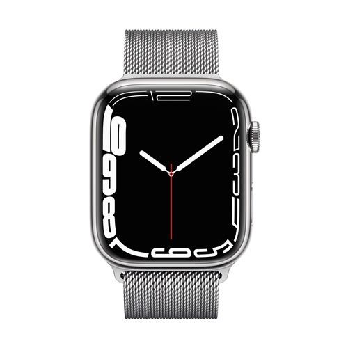 アップル(Apple) MKJW3J/A Apple Watch Series 7(GPS + Cellularモデル) 45mm  シルバーステンレススチールケースとシルバーミラネーゼループ