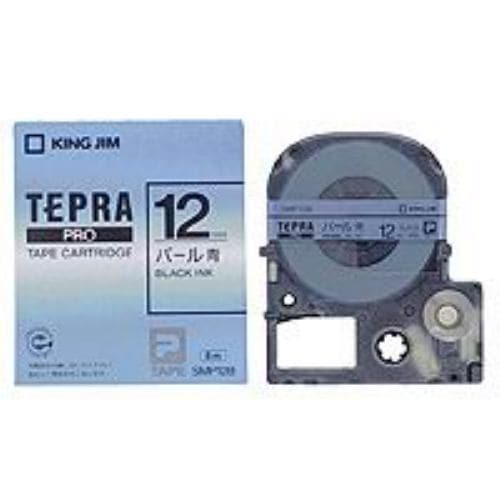 カラーラベルテープ   「テプラPRO」(パール青テープ／黒文字／12MM幅) SMP12B