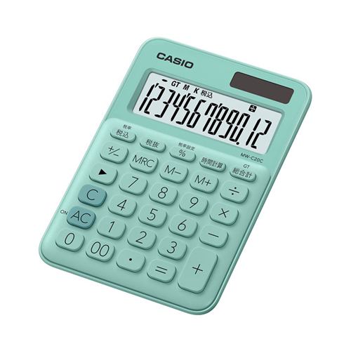 カシオ MW-C20C-GN-N カラフル電卓（12桁） ミントグリーン