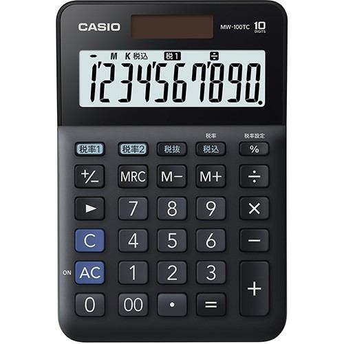 カシオ　MW-100TCBK-N　W税率電卓　10桁