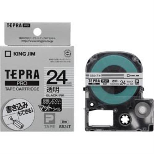 キングジム  「TEPRA(テプラ)PRO」マットラベル 透明／黒文字 24mm
