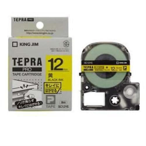 テプラPROテープカートリッジ 黄色／黒文字 12mm
