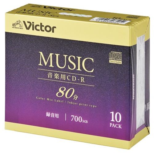 Victor AR80FPX10J5 音楽用 24倍速 CD-R 10枚パック 700MB 80分