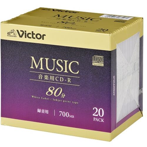 Victor AR80FP20J5 音楽用 24倍速 CD-R 20枚パック 700MB 80分 ...