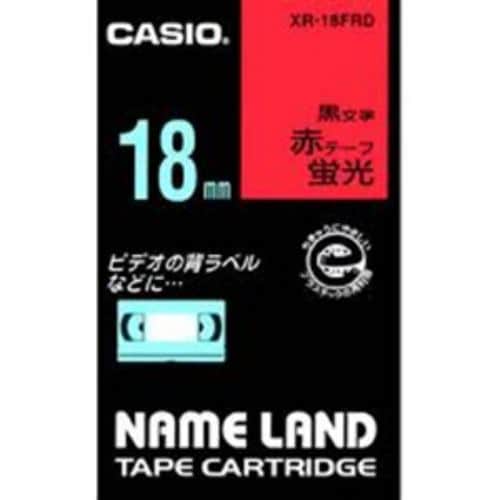 カシオ XR-18FRD ネームランド 蛍光色テープ 18mm幅（蛍光赤テープ／黒文字）