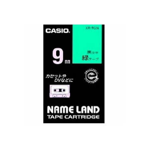 ネームランド スタンダードテープ 9MM幅(緑テープ／黒文字) XR-9GN