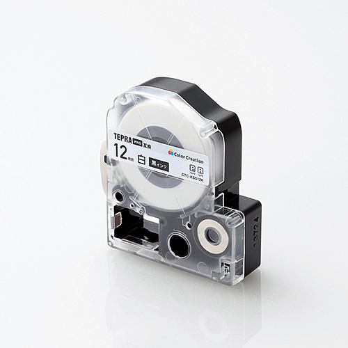 カラークリエーション CTC-KSS12K キングジム「テプラ」PROシリーズ用テープカートリッジ(白テープ／黒文字／12mm)