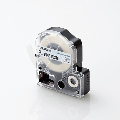 カラークリエーション CTC-KST9K キングジム「テプラ」PROシリーズ用テープカートリッジ(透明テープ／黒文字／9mm)