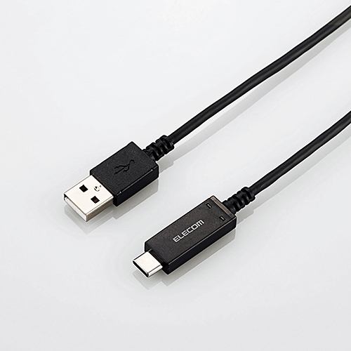 エレコム MPA-AC18SNBK USB2.0ケーブル(温度検知機能付き、A‐C) 1.8m