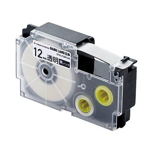 カラークリエーション CTC-CXR12X ネームランド用互換テープ (透明テープ／黒文字／12mm幅) 8m