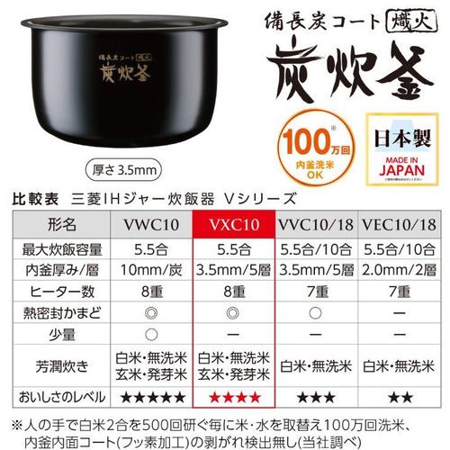 【アウトレット超特価】三菱電機 NJ-VXC10-B IHジャー炊飯器 5.5合 黒曜
