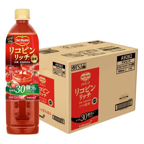 デルモンテ リコピンリッチトマト飲料 800ml  x15【セット販売】