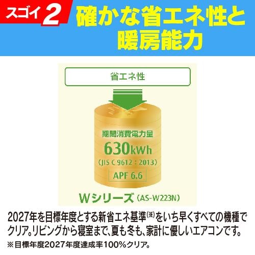 推奨品】富士通ゼネラル AS-WY563N2W エアコン ノクリア WY