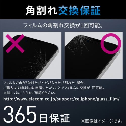 エレコム PM-A22AFLGF iPhone 14・13・13 Pro ガラスフィルム 強化ガラス 角割れ防止 フレーム付 指紋防止 飛散防止