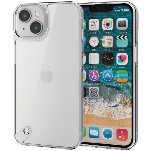 エレコム PM-A22AHVCG1CR iPhone 14・13 用 ケース カバー ハイブリッド 背面ガラスクリア クリア
