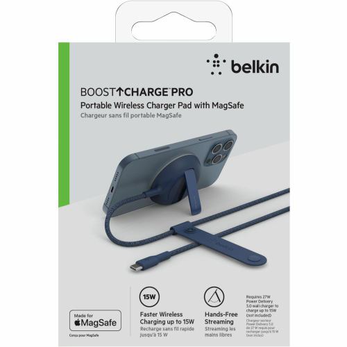 Belkin ベルキン MagSafe認証 磁気ワイヤレス充電スタンド／パッド (ブルー) WIA004BTBL