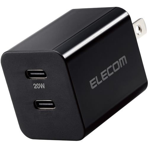 エレコム MPA-ACCP35BK USB Type-C 充電器 PD 対応 最大出力20W タイプC ×2 ブラック MPAACCP35BK