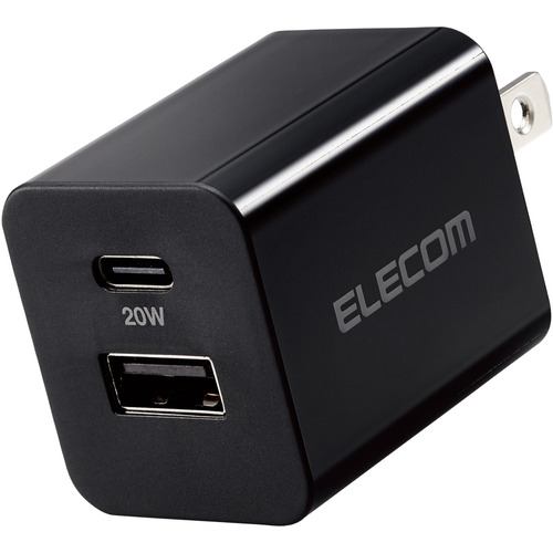 エレコム MPA-ACCP36BK USB Type-C 充電器 PD 対応 最大出力20W タイプC ×1 USB A ×1 ブラック MPAACCP36BK