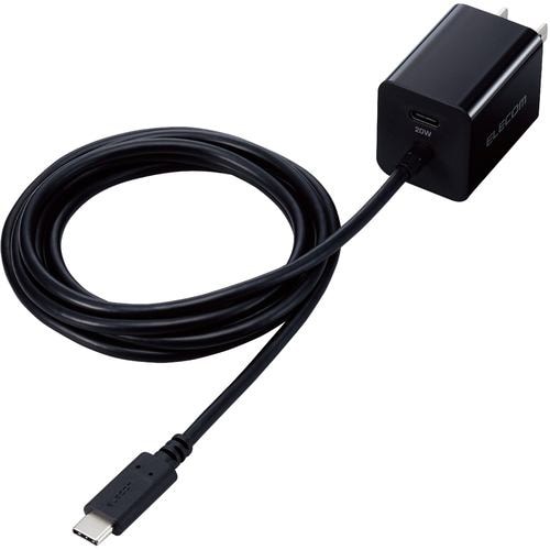 エレコム MPA-ACCP37BK USB Type-C 充電器 PD 対応 最大出力20W タイプC ×1 Type C ケーブル 一体型 1.5m ブラック MPAACCP37BK