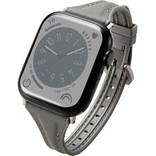 エレコム AW-45BDLHVJBK Apple Watch 49／45／44／42mm／バンド／ハイブリッドレザー／スリム／チャコールブラック AW45BDLHVJBK