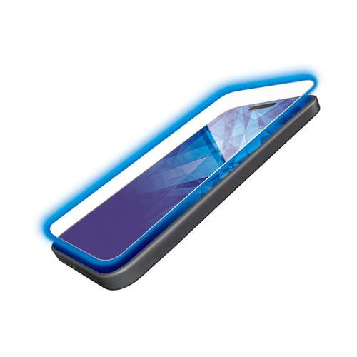 エレコム PM-A23AFLGDCOBL iPhone 15 ガラスフィルム ダイヤモンドコーティング ゴリラ0.21mm BLカット 高透明 PMA23AFLGDCOBL