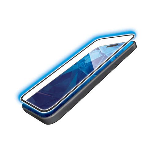 エレコム PM-A23AFLGFBL iPhone 15 ガラスフィルム フレーム付き 高透明 ブルーライトカット PMA23AFLGFBL