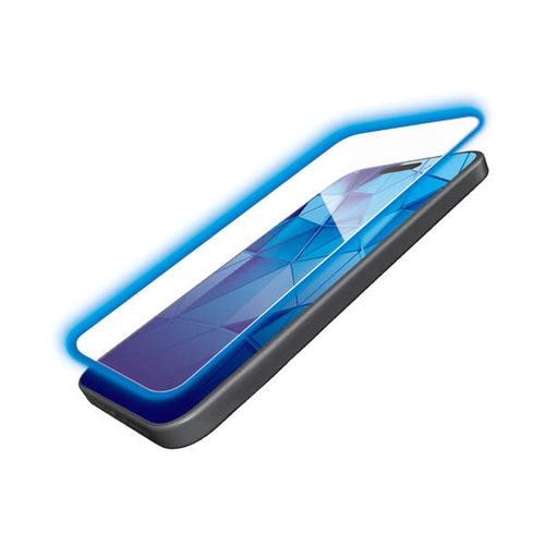 エレコム PM-A23CFLGHBL iPhone 15Pro ガラスフィルム 超強靱 高透明 ブルーライトカット PMA23CFLGHBL