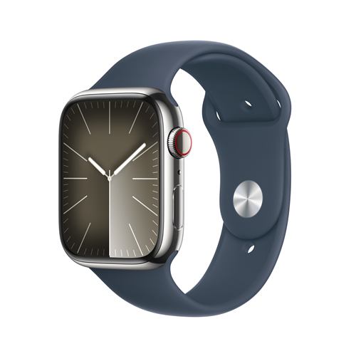 アップル(Apple) MRMN3J/A Apple Watch Series 9 GPS + Cellularモデル 45mm シルバーステンレススチールケースとストームブルースポーツバンド S/M