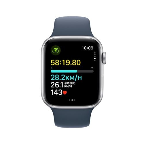 アップル(Apple) MREE3J/A Apple Watch SE GPSモデル 44mm シルバーアルミニウムケースとストームブルースポーツバンド  M/L | ヤマダウェブコム