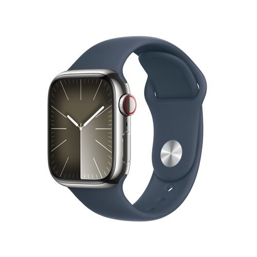 アップル(Apple) MRJ23J/A Apple Watch Series 9 GPS + Cellularモデル 41mm シルバーステンレススチールケースとストームブルースポーツバンド S/M