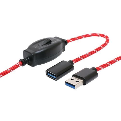 ミヨシ USB-EXS3015／RD スイッチ付きUSB延長ケーブル 1.5m レッド