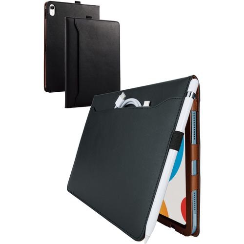 エレコム TB-A22RPLFP2BK iPad 第10世代 フラップケース ソフトレザー スタンド付 スリーブポケット スリープ対応 ブラック TBA22RPLFP2BK