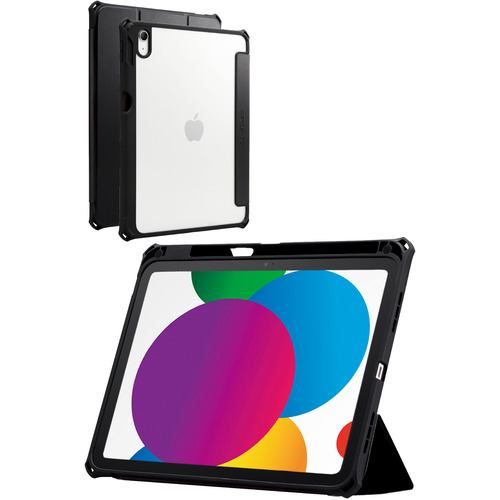エレコム TB-A22RZEROBK 10.9インチ iPad（第10世代）用 フラップケース 背面クリア ZEROSHOCK ブラック TBA22RZEROBK