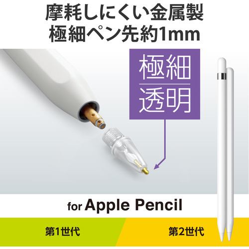 エレコム P-TIPAP04CR Apple Pencil 第2世代／第1世代用 交換ペン先 2