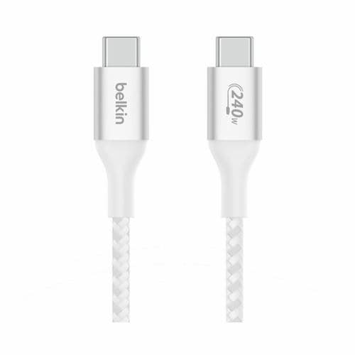 ベルキン BoostCharge 240W USB-C to USB-C 編組ケーブル 1m ホワイト CAB015BT1MWH