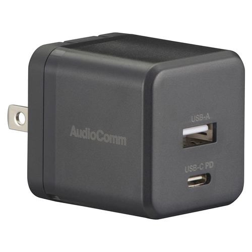 オーム電機 MAV-AP245N USBチャージャー 45WPD対応USB-C+USB-A ブラック