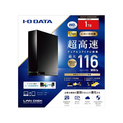 IOデータ ネットワーク接続ハードディスク （NAS） 1TB HDL-TA1 送料