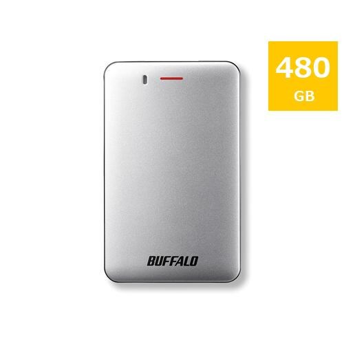 バッファロー SSD-PM480U3A-S 耐振動・耐衝撃 省電力設計 USB3.1(Gen1)対応 小型ポータブルSSD 480GB シルバー