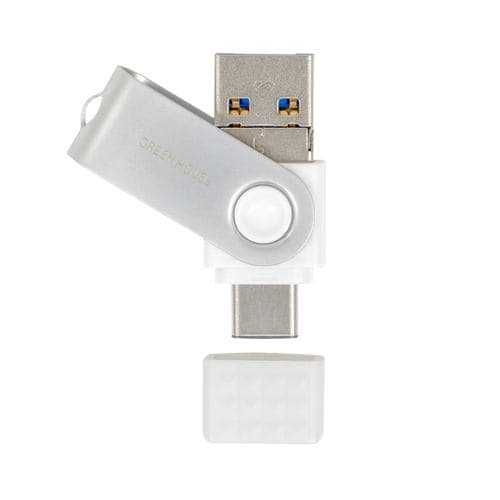 グリーンハウス GH-UF3TA16G-WH USB3.1(Gen1)対応 3in1 USBメモリー 16GB